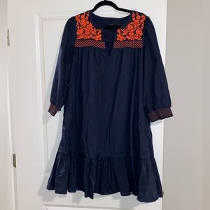 J Crew Navy and Orange Dress